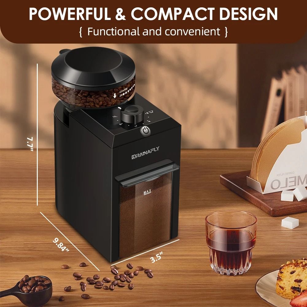 Electric Burr Mill Coffee Grinder With 28 Adjustable Settings For Espresso And Drip Brewing 5