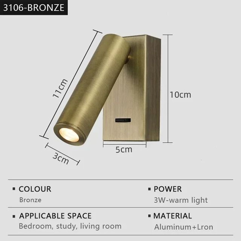 Indoor LED Wall Light With Switch For Bedroom Or Hotel Guest Room Reading 11