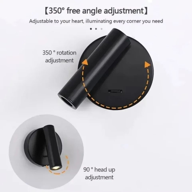 Indoor LED Wall Light With Switch For Bedroom Or Hotel Guest Room Reading 3