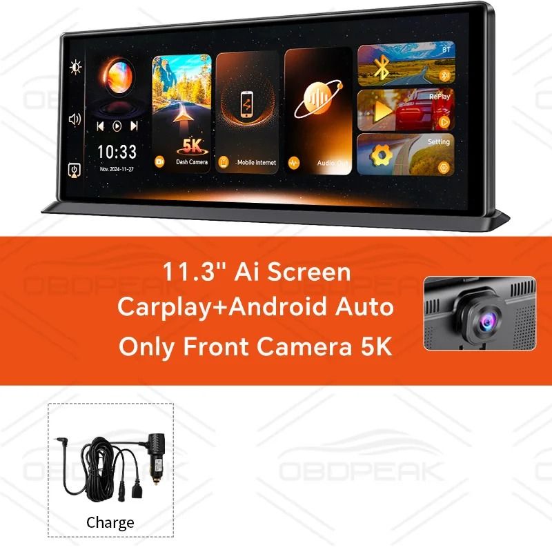 K8 Pro Touchscreen Car Dash Cam 5K With CarPlay Android Auto GPS And WiFi 6