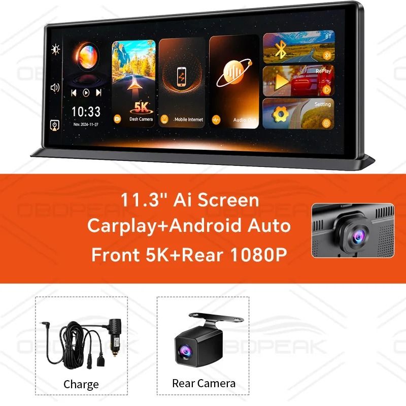 K8 Pro Touchscreen Car Dash Cam 5K With CarPlay Android Auto GPS And WiFi 8