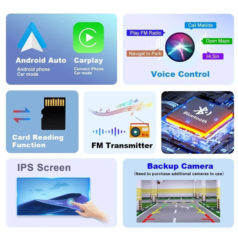 7 Inch Portable CarPlay Android Auto Touch Screen Car Radio With GPS Navigation And Rear View Camer 1