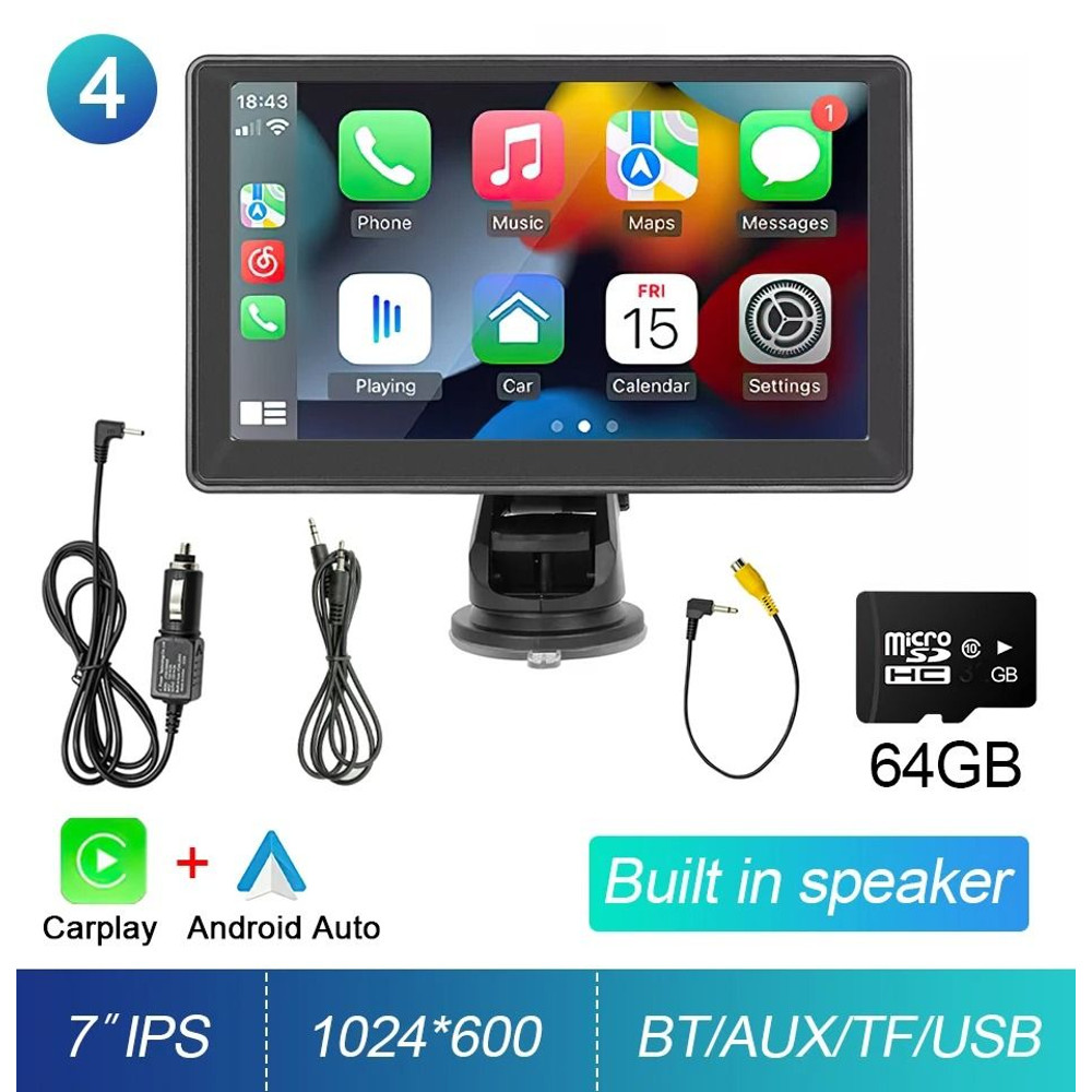 7 Inch Portable CarPlay Android Auto Touch Screen Car Radio With GPS Navigation And Rear View Camer 9