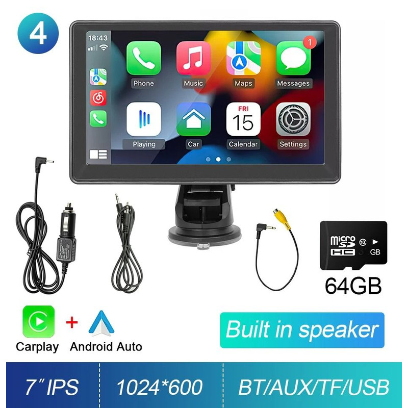 7 Inch Portable CarPlay Android Auto Touch Screen Car Radio With GPS Navigation And Rear View Camer 9