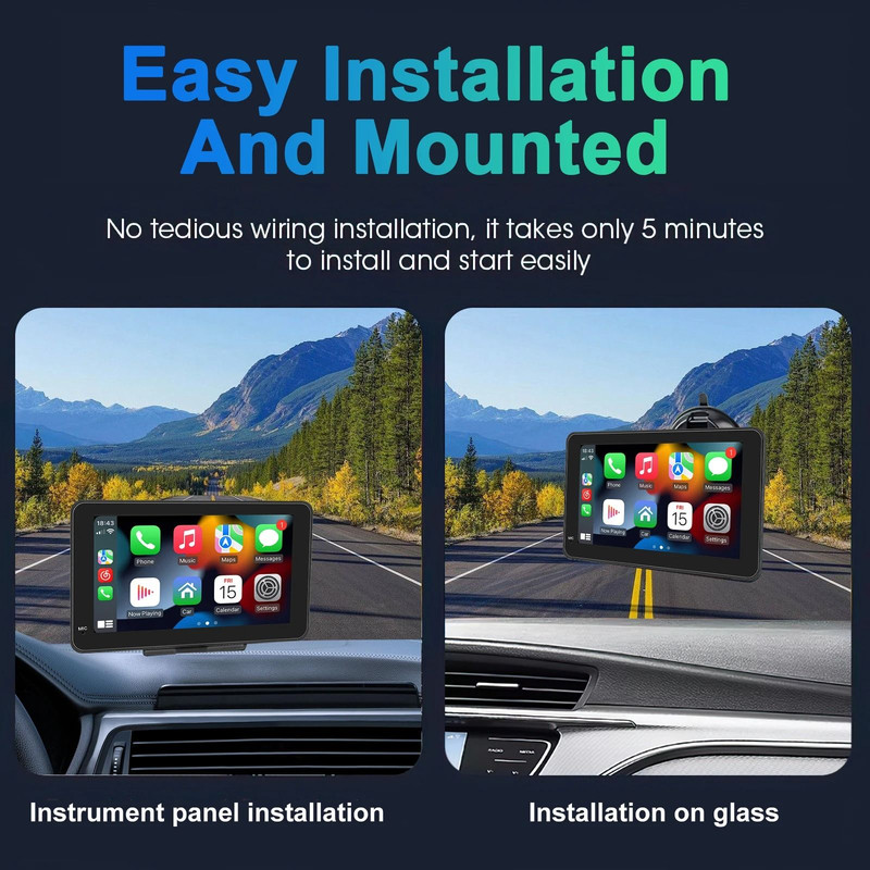 7 Inch Portable CarPlay Android Auto Touch Screen Car Radio With GPS Navigation And Rear View Camer 3