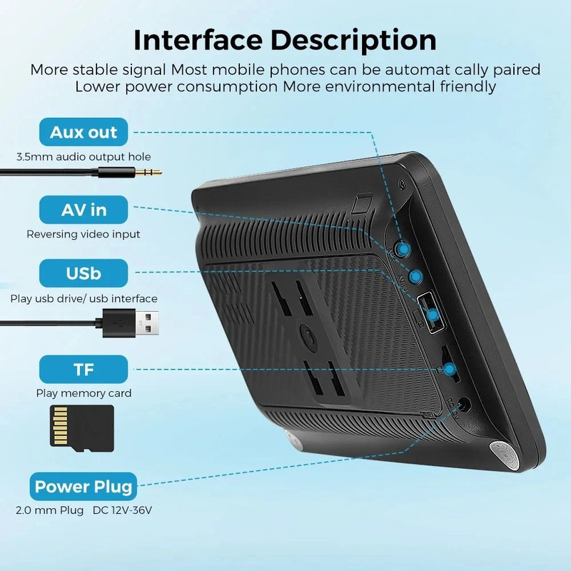 7 Inch Portable CarPlay Android Auto Touch Screen Car Radio With GPS Navigation And Rear View Camer 4