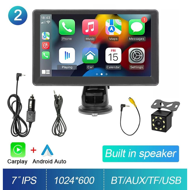 7 Inch Portable CarPlay Android Auto Touch Screen Car Radio With GPS Navigation And Rear View Camer 7
