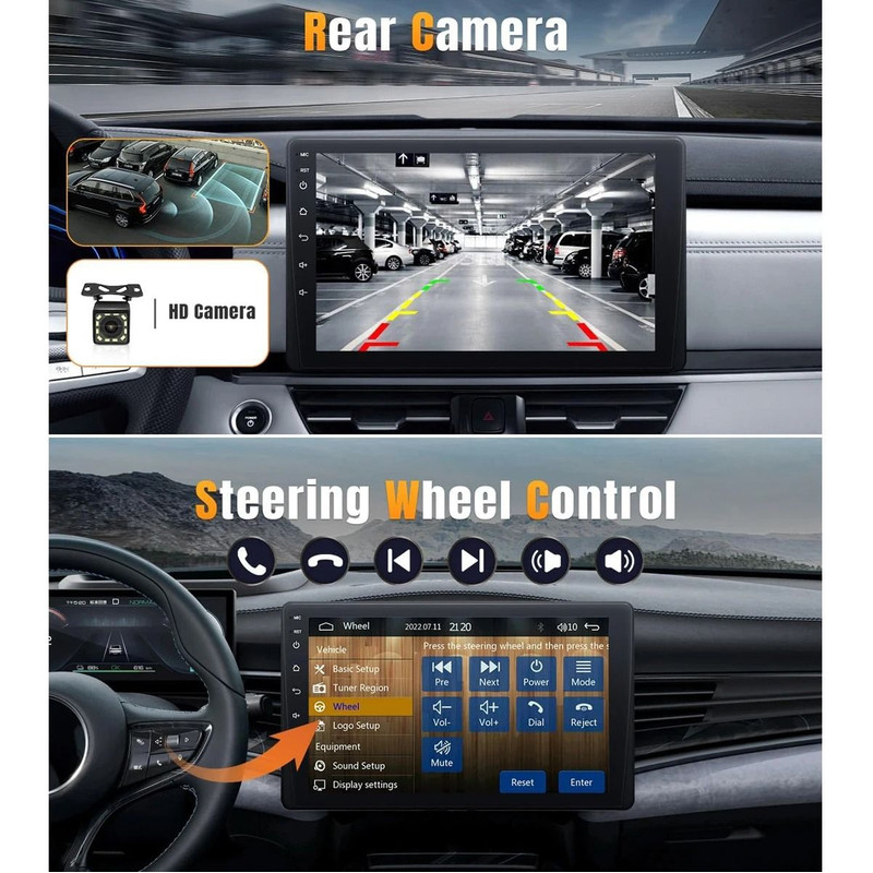9 Inch Single Din Car Stereo HD Touch Screen With Carplay Android Auto Bluetooth Backup Camera And 4