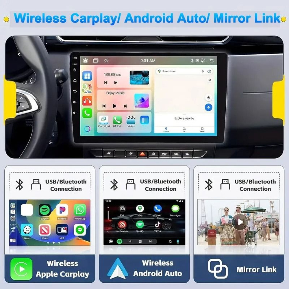 7 9 10 Inch Universal Android 13 2 Din Car Stereo With Carplay Android Auto Bluetooth GPS Navigatio 2
