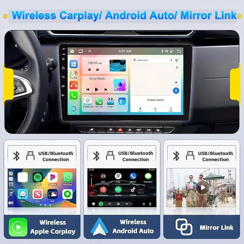 7 9 10 Inch Universal Android 13 2 Din Car Stereo With Carplay Android Auto Bluetooth GPS Navigatio 2