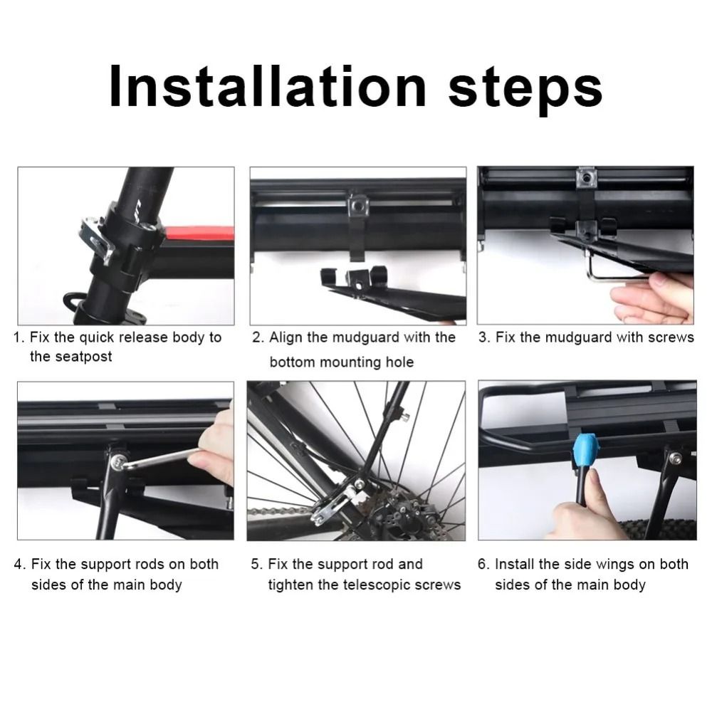 Quick Release Adjustable Bike Cargo Rack With Mudguard For Most 26 To 29 Inch Bikes 5