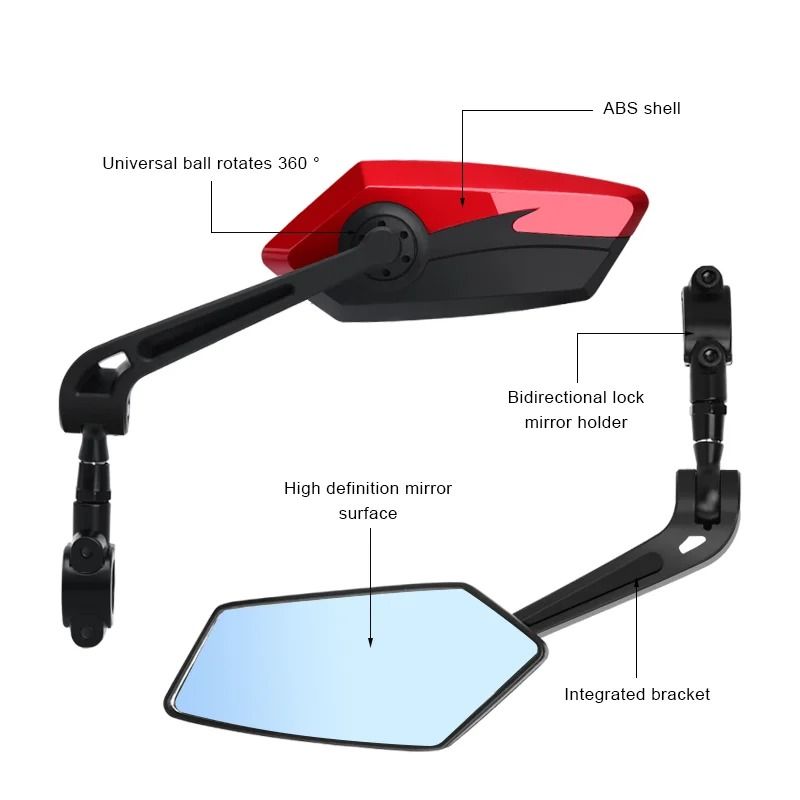 Wide Angle Bicycle Rear View Mirrors Set For Left And Right With Flexible Mount 1