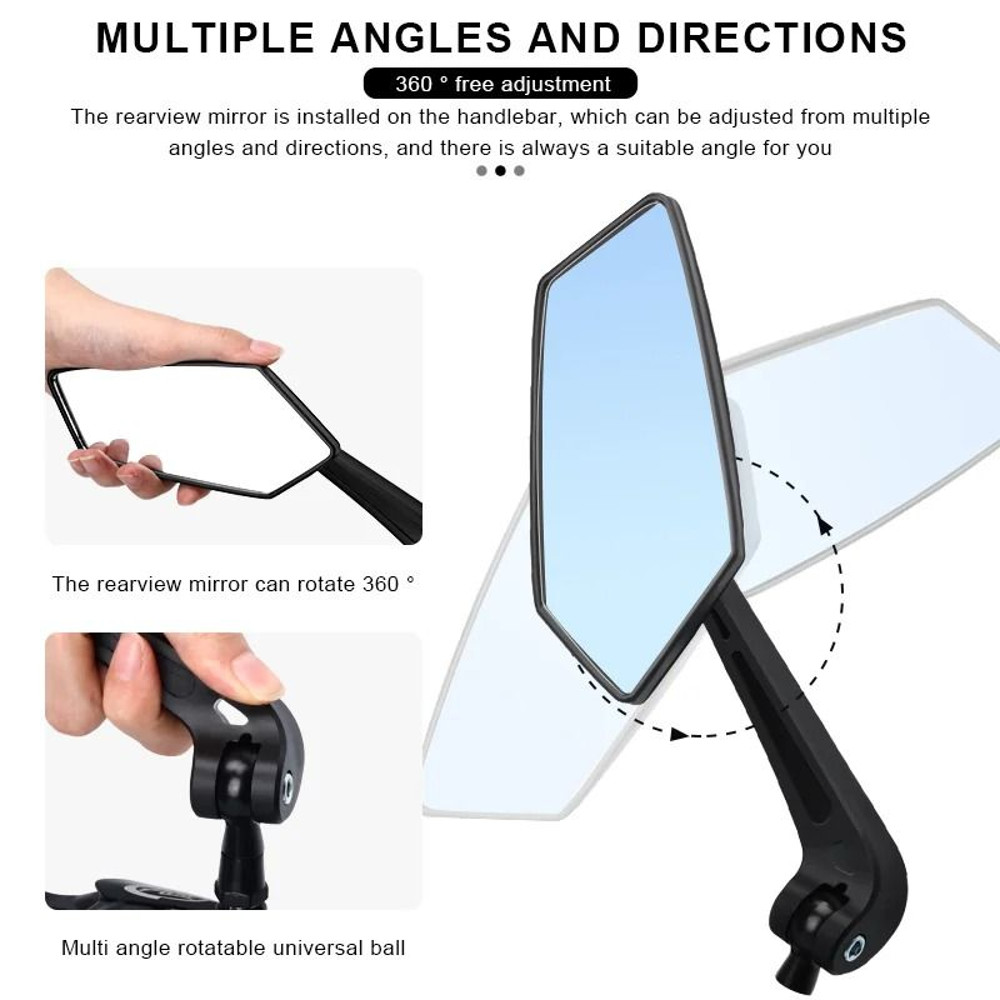Wide Angle Bicycle Rear View Mirrors Set For Left And Right With Flexible Mount 3
