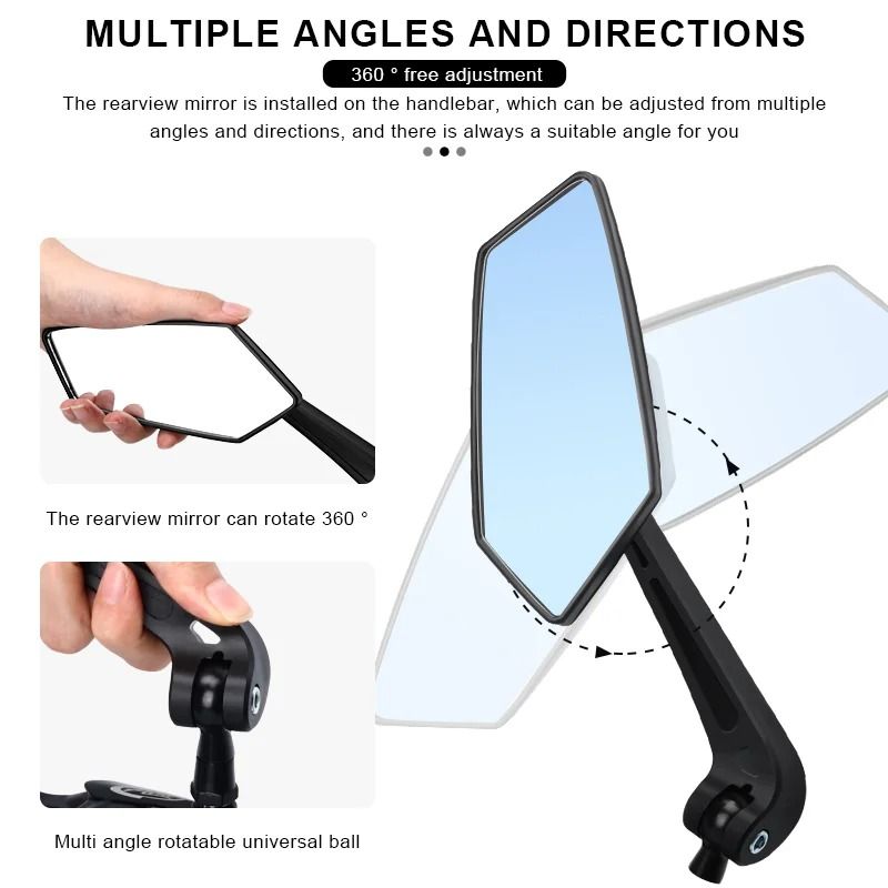 Wide Angle Bicycle Rear View Mirrors Set For Left And Right With Flexible Mount 3