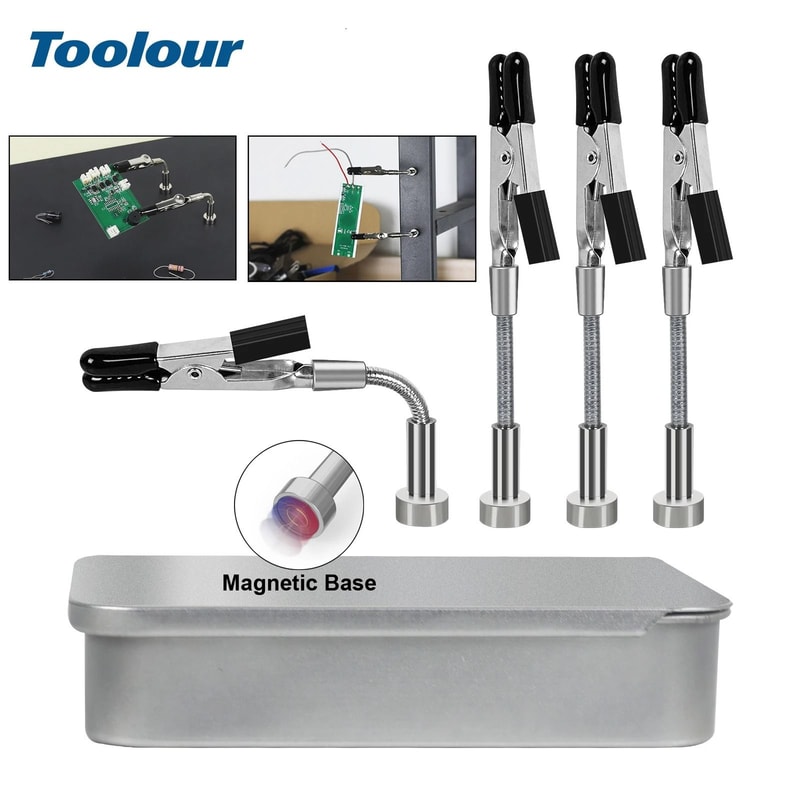 Toolour Magnetic Helping Hands With Flexible Arms And PCB Clamp For Soldering And Repair 0