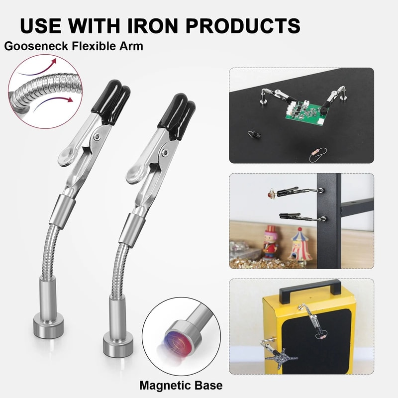 Toolour Magnetic Helping Hands With Flexible Arms And PCB Clamp For Soldering And Repair 1