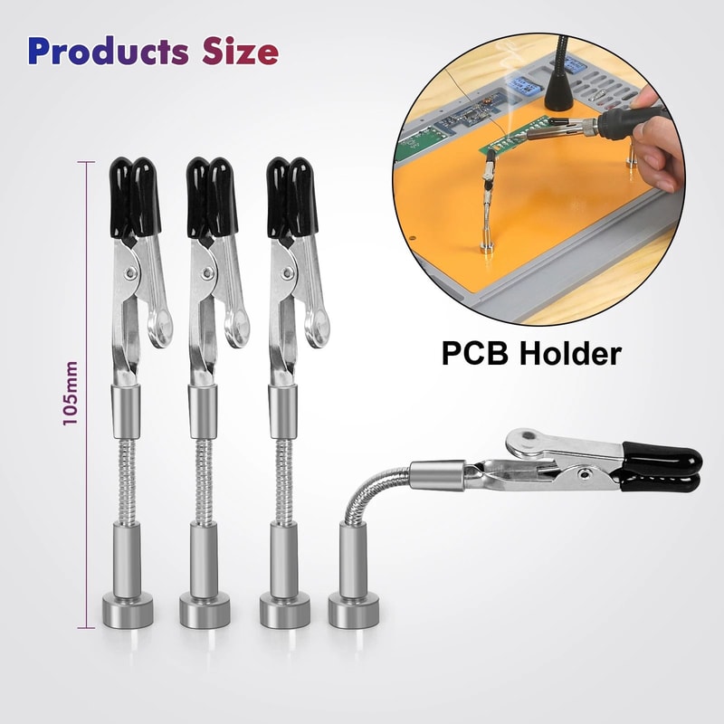 Toolour Magnetic Helping Hands With Flexible Arms And PCB Clamp For Soldering And Repair 3