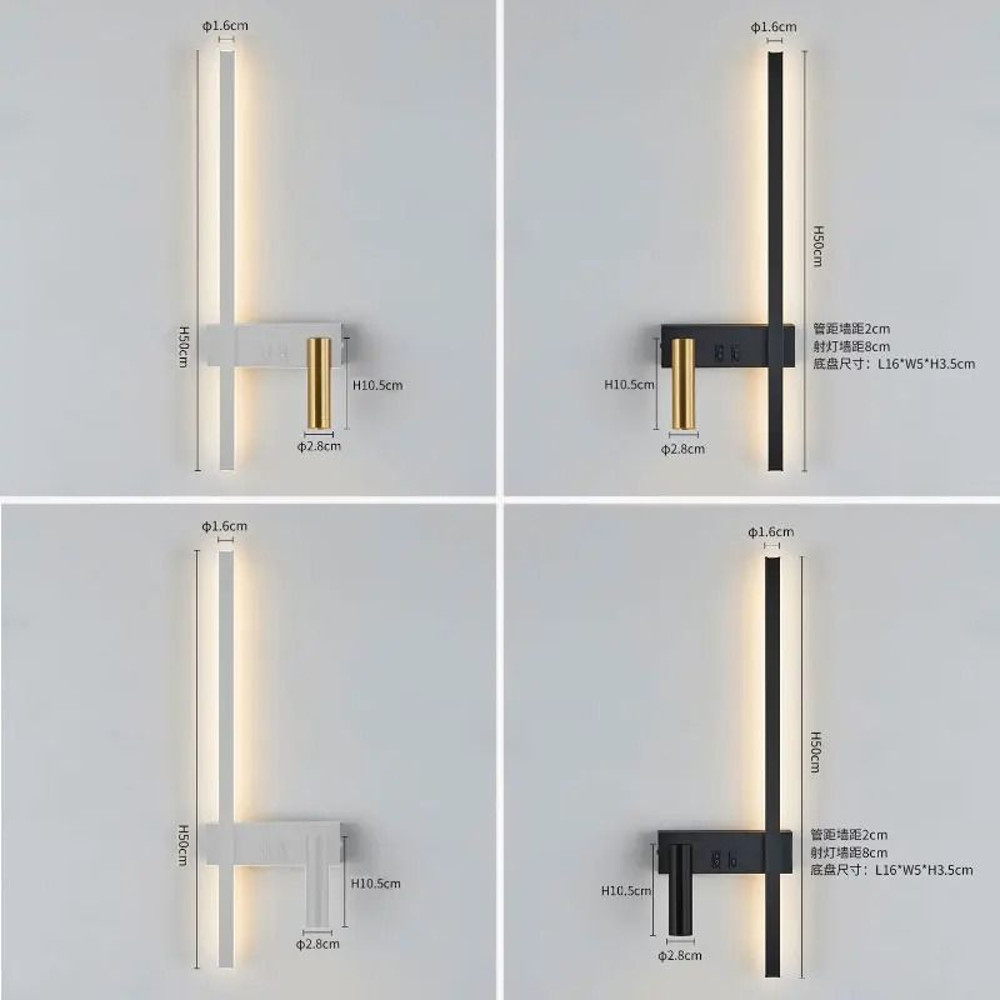 Nordic Modern Wall Lamp Black And White Minimalist Bedroom Or Living Room Decorative Light 4