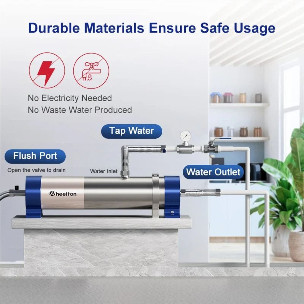 Wheelton Whole House High Flow Water Filter Purifier Reusable SUS304 001um PVDF 1000L To 3000L Capa 5