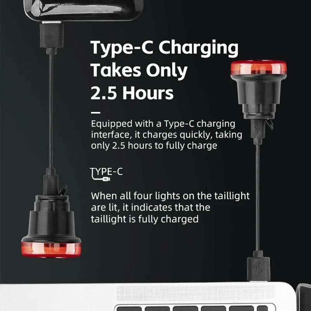 Rockbros Smart Rechargeable Bike Tail Light Waterproof For Night Riding 5