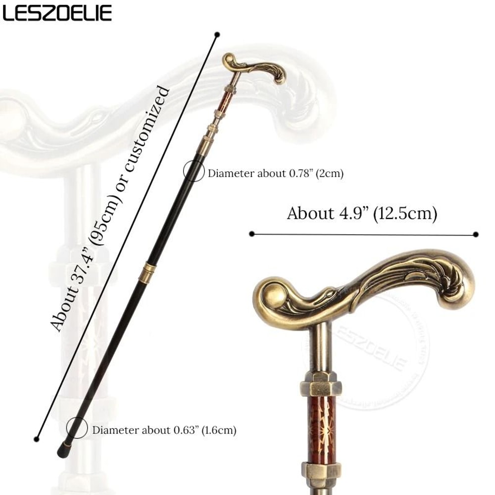 Elegant Luxury Walking Stick Men Decorative Walking Cane Women Bronze Handle Noble Pattern Fashiona 3