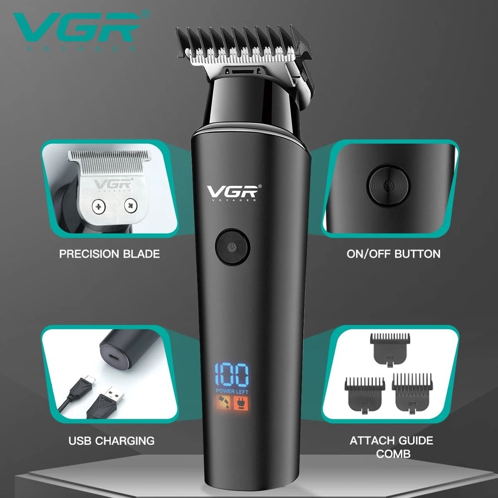 VGR V937 Professional Hair Trimmer Cordless Clipper With LED Display And Rechargeable Battery 2