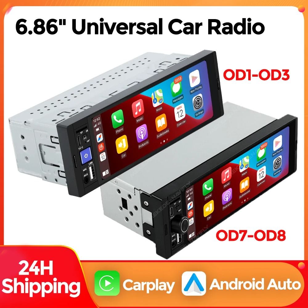 MEKEDE 686 Inch 1Din Carplay Android Auto MP5 Car Radio 0