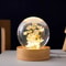 3D Dandelion Crystal Ball With Wood Stand Luminous Flower Sphere 8
