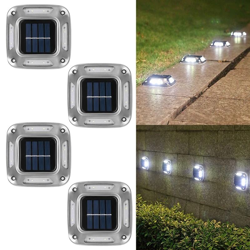 4PCS Solar Dock Lights 8LED Waterproof Wireless Outdoor Deck Driveway Lights 7