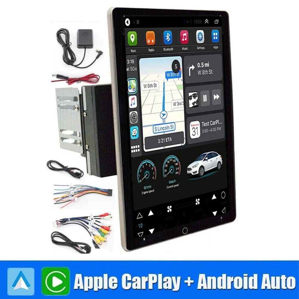 Android 15 0 101 Inch Automatic Rotate Car Radio Android Auto Carplay Multimedia Player 0
