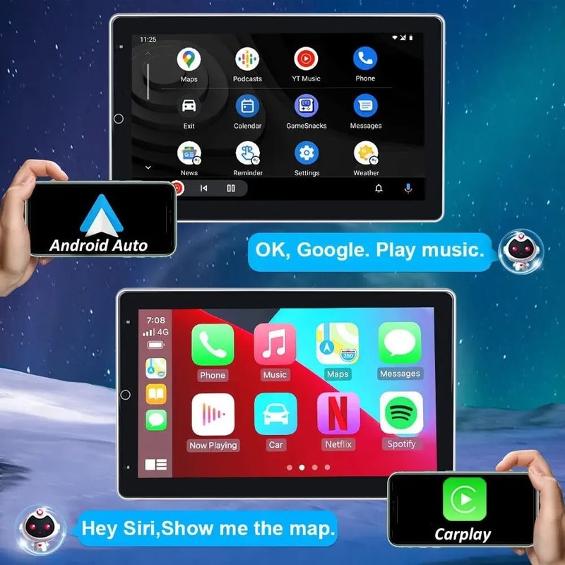 Android 15 0 101 Inch Automatic Rotate Car Radio Android Auto Carplay Multimedia Player 1