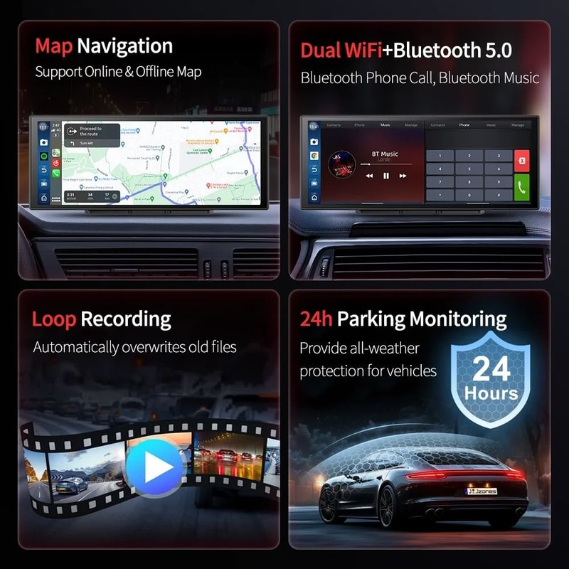 Imagebon M70 114 Inch 4G Android 14 Dashcam With Wireless CarPlay Android Auto 5