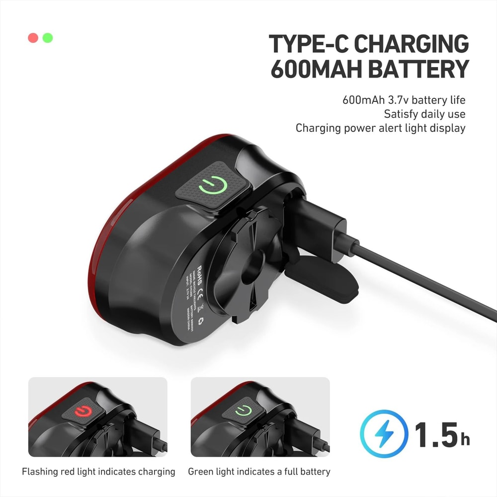 CYCLAMI CY300T Bicycle Smart Brake Sensing Front Rear Light Set 3