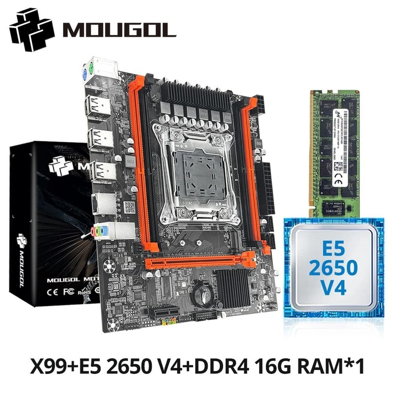 MOUGOL X99 Motherboard With Intel Xeon E5 2650 V4 CPU Support For DDR4 M2 NVMe 1