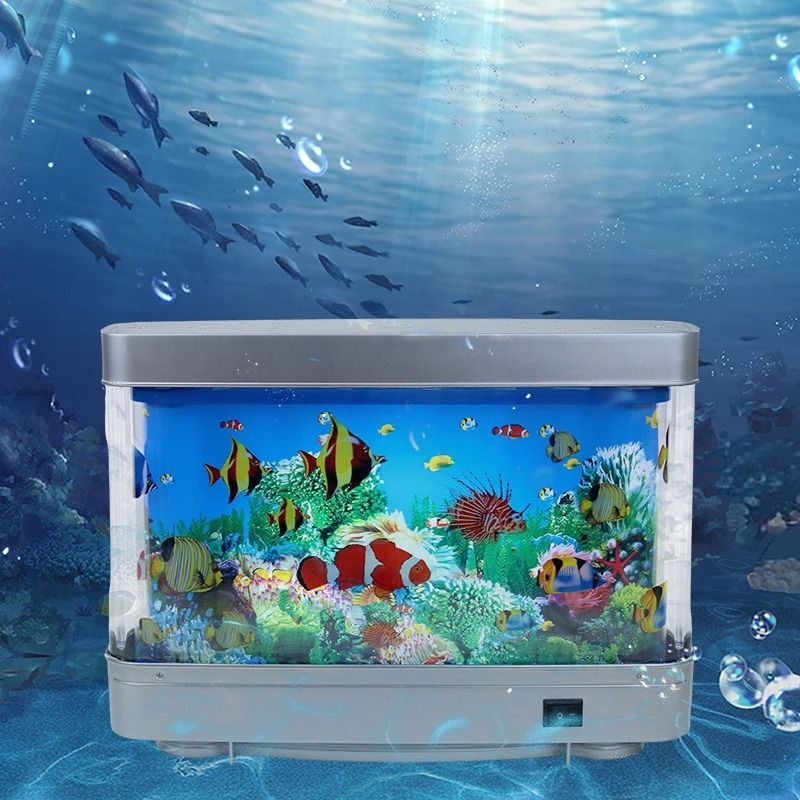 Tropical Fish Tank Lamp Virtual Ocean Motion Night Light 0
