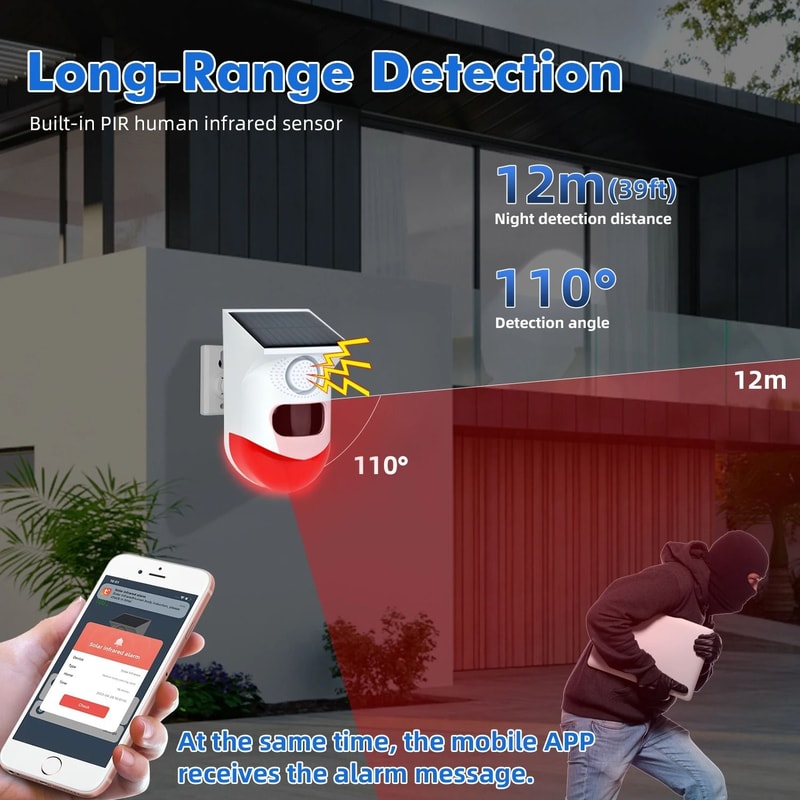 SMARSECUR WiFi Tuya Solar Infrared Siren Outdoor Security Alarm 5