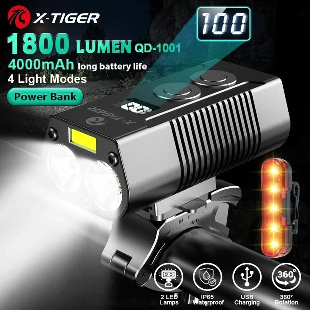 X Tiger Bike Light Headlight Bicycle Lamp With 5200mAh Power Bank 4