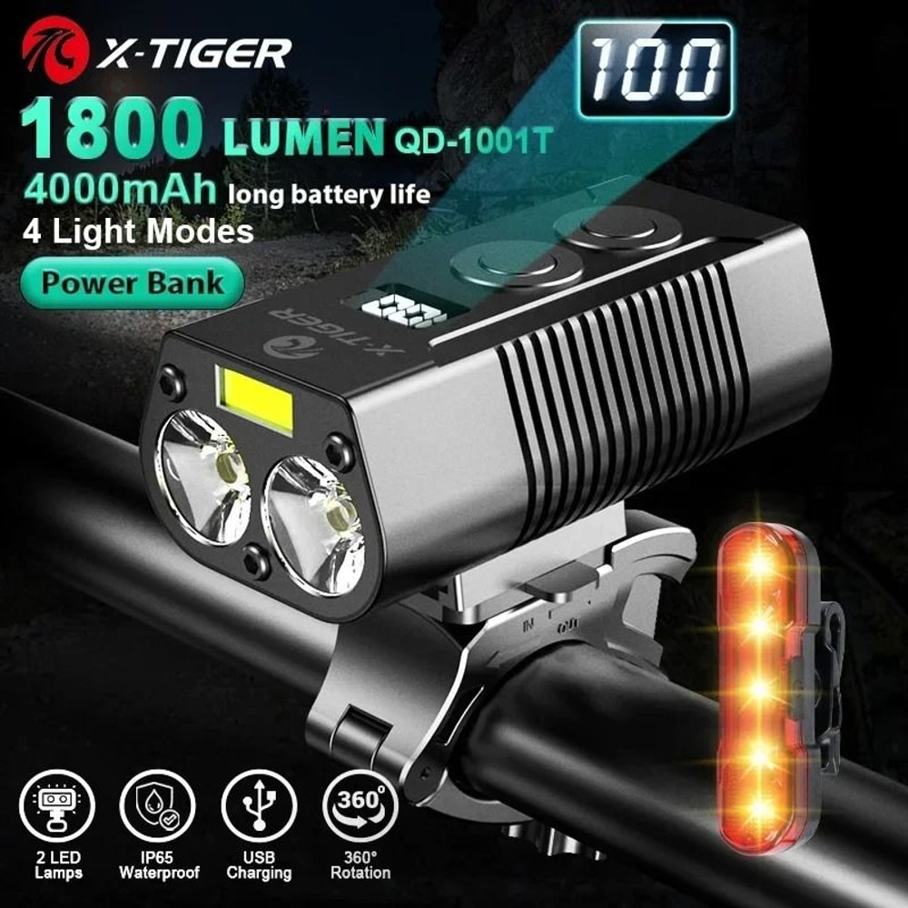 X Tiger Bike Light Headlight Bicycle Lamp With 5200mAh Power Bank 7