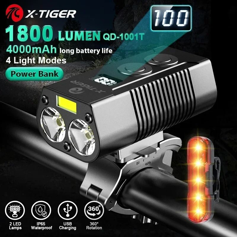 X Tiger Bike Light Headlight Bicycle Lamp With 5200mAh Power Bank 7