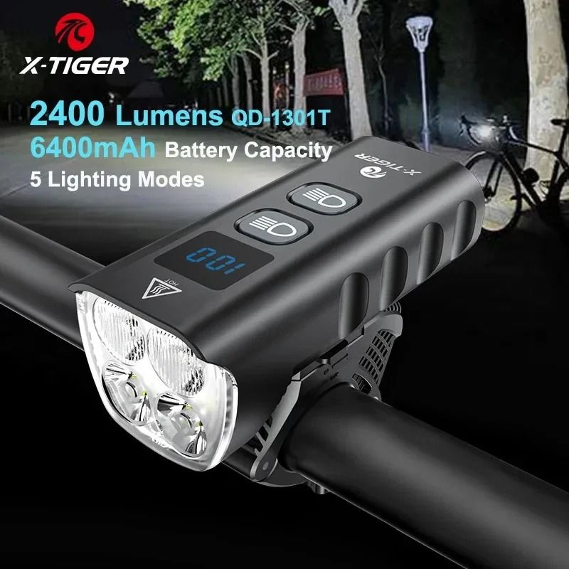 X Tiger Bike Light Headlight Bicycle Lamp With 5200mAh Power Bank 12