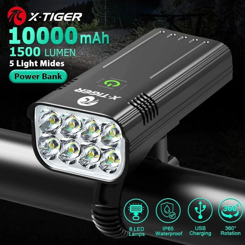 X Tiger Bike Light Headlight Bicycle Lamp With 5200mAh Power Bank 14