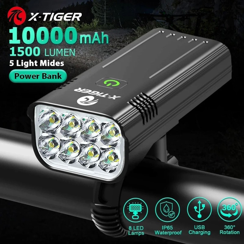X Tiger Bike Light Headlight Bicycle Lamp With 5200mAh Power Bank 14