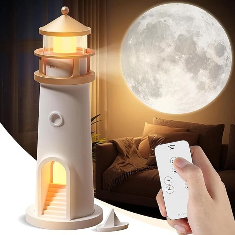 Moon Projection Lighthouse Night Light With Bluetooth Music And Remote 1
