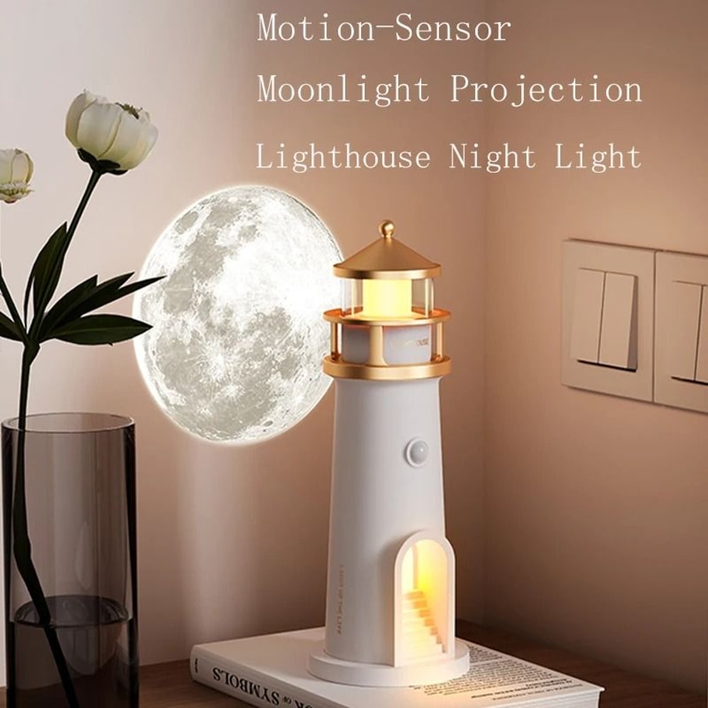 Moon Projection Lighthouse Night Light With Bluetooth Music And Remote 3