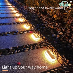 Solar Step Lights Waterproof LED Warm White Pathway Lights for Stairs and Driveways