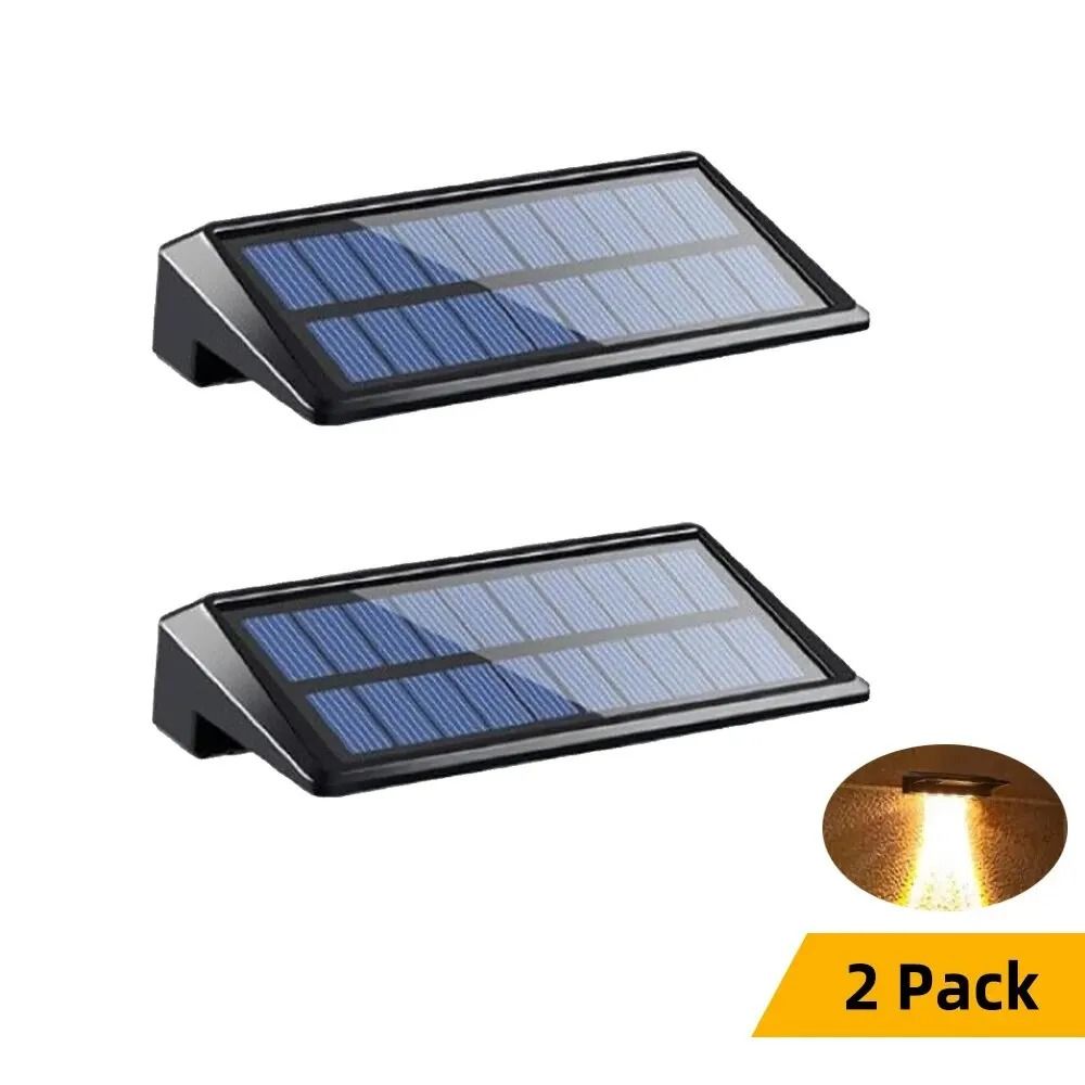 2 Pack Solar Wall Lights 4 LED Solar Fence Lights Outdoor Waterproof Solar Deck Lights Wall Lights 6