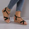 Round Toe Wedge Heel Sandals With Metal Accent For Casual Comfort 0