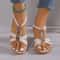 Round Toe Wedge Heel Sandals With Metal Accent For Casual Comfort 4