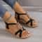 Round Toe Wedge Heel Sandals With Metal Accent For Casual Comfort 5