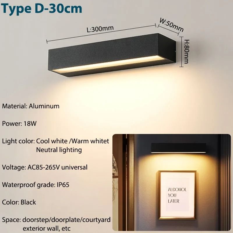Modern Aluminum LED Outdoor Wall Sconce For Porch And Patio 7